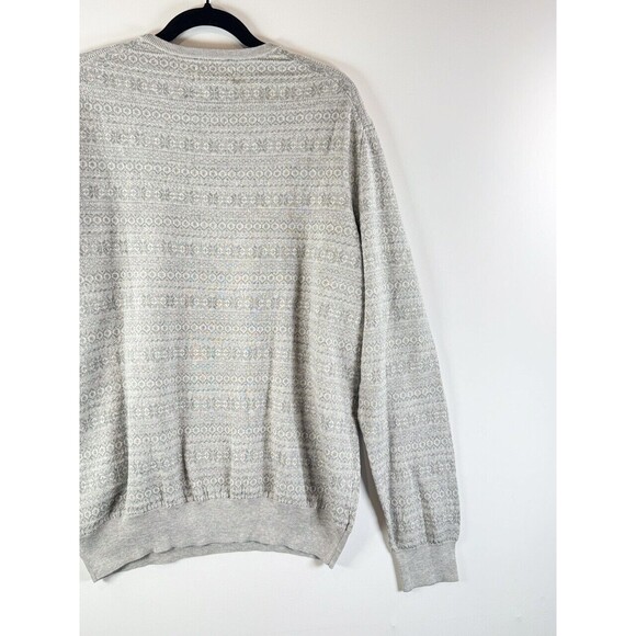 Polo Ralph Lauren Mens Sweater Gray Pima Cotton Fair Isle Knit Pullover Large - Picture 11 of 13